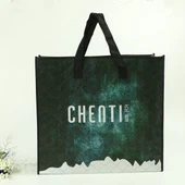 Borsa per la spesa in tessuto non tessuto laminato con cerniera e cintura in rilievo